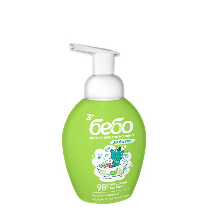 ДЕТСКИ ДУШ ГЕЛ НА ПЯНА ЗА БАТКО БЕБО 300 мл. / BEBO KIDS SHOWER FOAM BANANA
