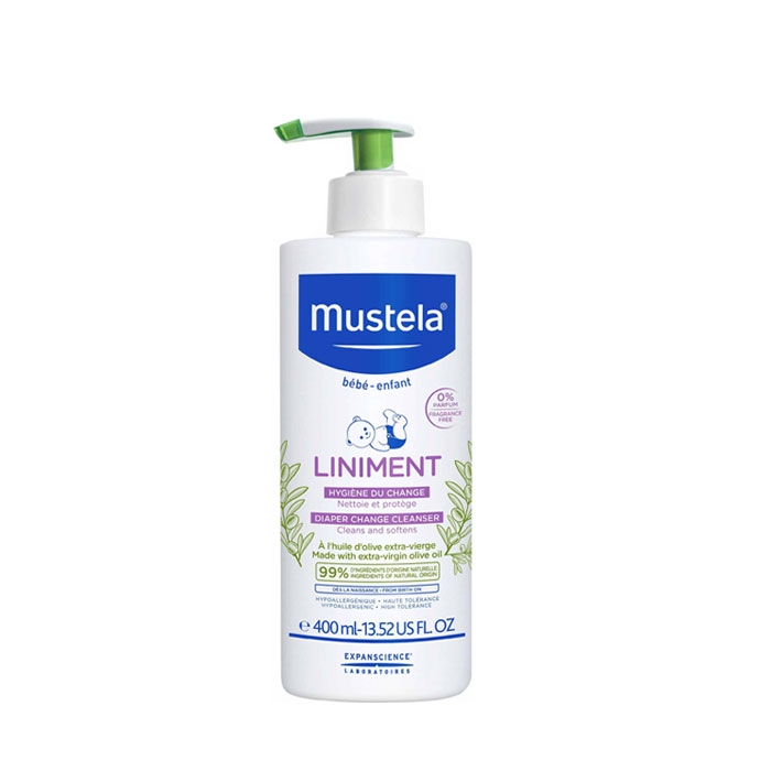 МУСТЕЛА LINIMENT ПОЧИСТВАЩ ЛОСИНО ПРИ СМЯНА НА ПЕЛЕНИТЕ 400 мл. / MUSTELA - LINIMENT