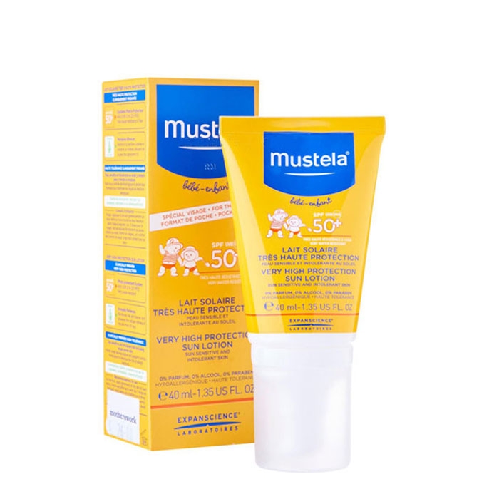 МУСТЕЛА СЛЪНЦЕЗАЩИТЕН ЛОСИОН ЗА БЕБЕТА И ДЕЦА SPF 50+ 40 мл. / MUSTELA VERY HIGH PROTECTION SUN LOTION SPF 50+