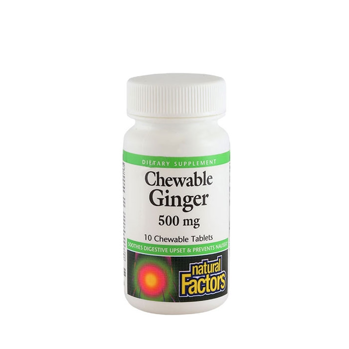 ДЖИНДЖИФИЛ дъвчащи таблетки 500 мг 10 броя / NATURAL FACTORS CHEWABLE GINGER