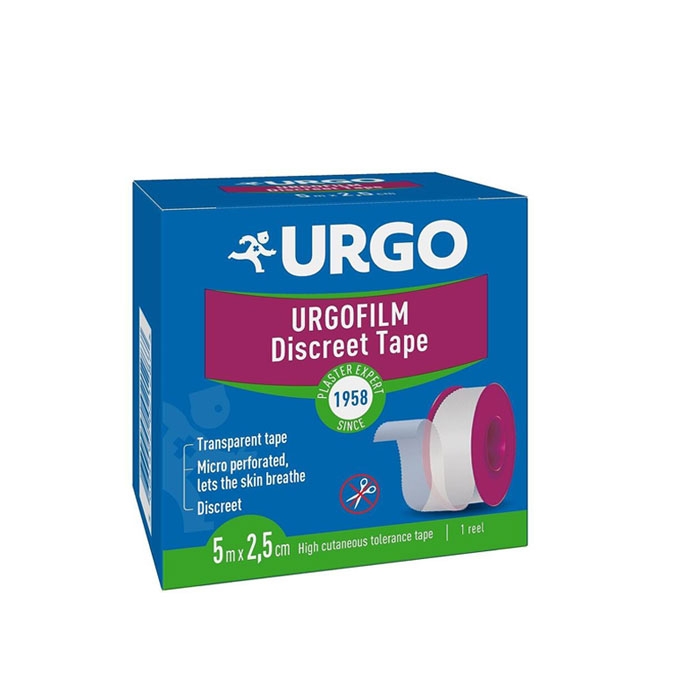 УРГОФИЛМ ПРОЗРАЧЕН ЛЕЙКОПЛАСТ 5 м. х 2,5 см. / URGO URGOFILM DISCREET TAPE