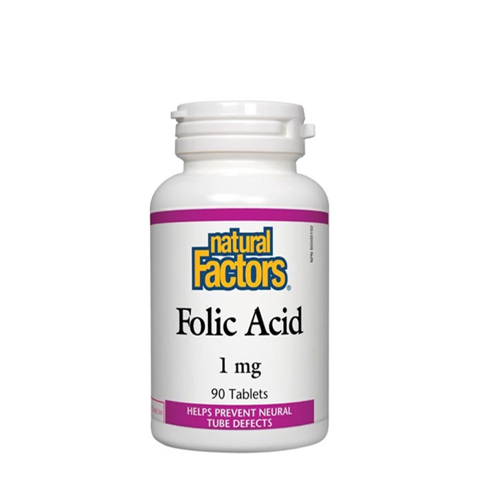 НАТУРАЛ ФАКТОРС ФОЛИЕВА КИСЕЛИНА таблетки 1 мг 90 броя / NATURAL FACTORS FOLIC ACID