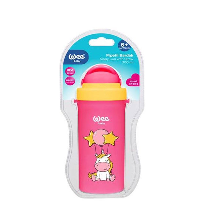 УИ БЕЙБИ ЦВЕТНА ЧАША СЪС СЛАМКА 6+ месеца 896 / WEE BABY CUP WITH STRAW 6+