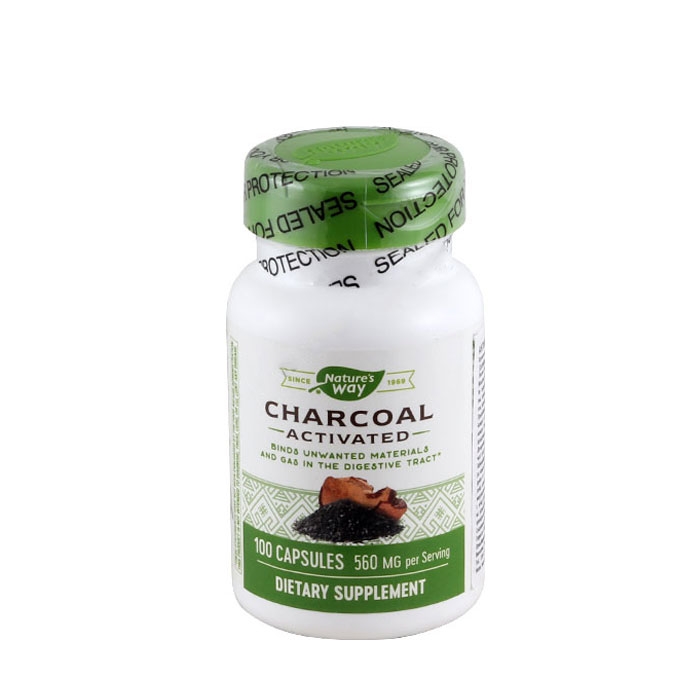 АКТИВЕН ВЪГЛЕН / КОКОСОВ ОРЕХ капсули 560 мг. 100 броя / NATURES WAY CHARCOAL ACTIVATED