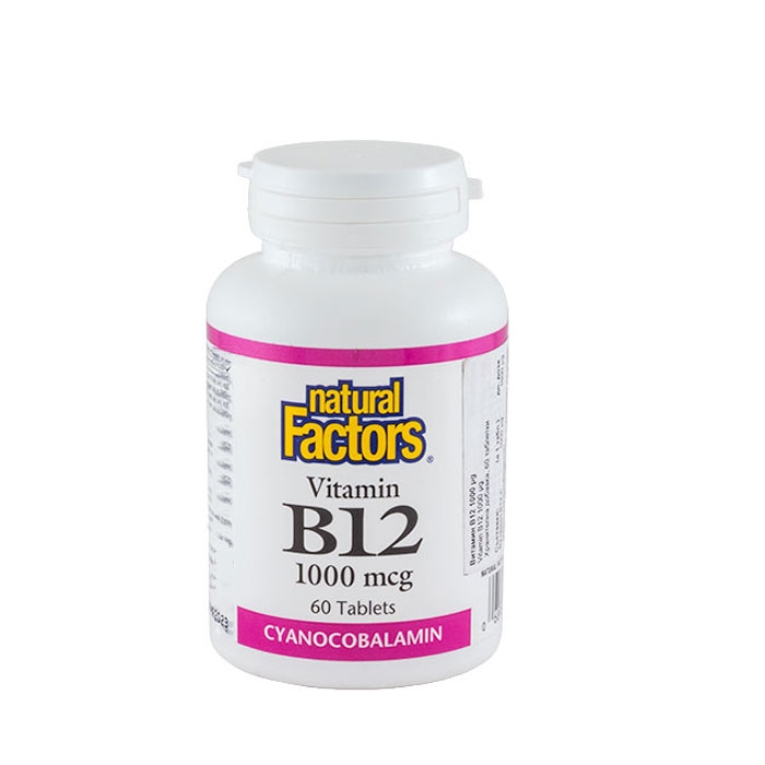 НАТУРАЛ ФАКТОРС ВИТАМИН B12 таблетки 1000 мкг 60 броя / NATURAL FACTORS VITAMIN B 12