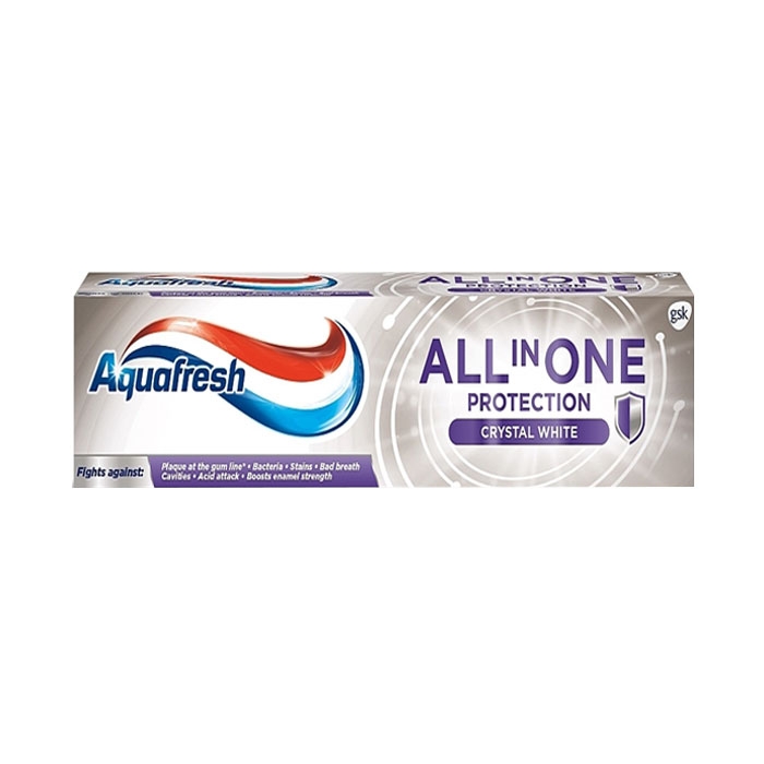 ПАСТА ЗА ЗЪБИ АКВАФРЕШ ОЛ ИН УАН КРИСТАЛ УАЙТ 100 мл. / GLAXOSMITHKLINE AQUAFRESH ALL IN ONE CRYSTAL WHITE TOOTHPASTE