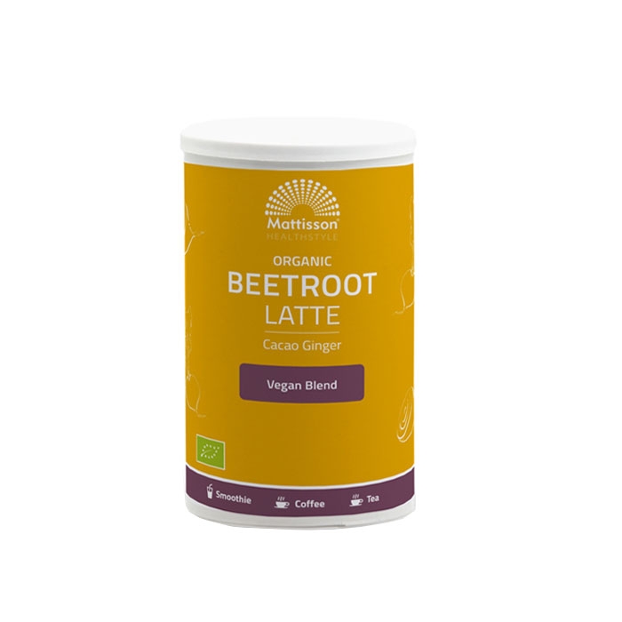 МАТИСЪН БИО ЛАТЕ ОТ ЦВЕКЛО С ДЖИНДЖИФИЛ КАКАО 160 г / MATTISSON HEALTHSTYLE ORGANIC BEETROOT LATTE CACAO GINGER