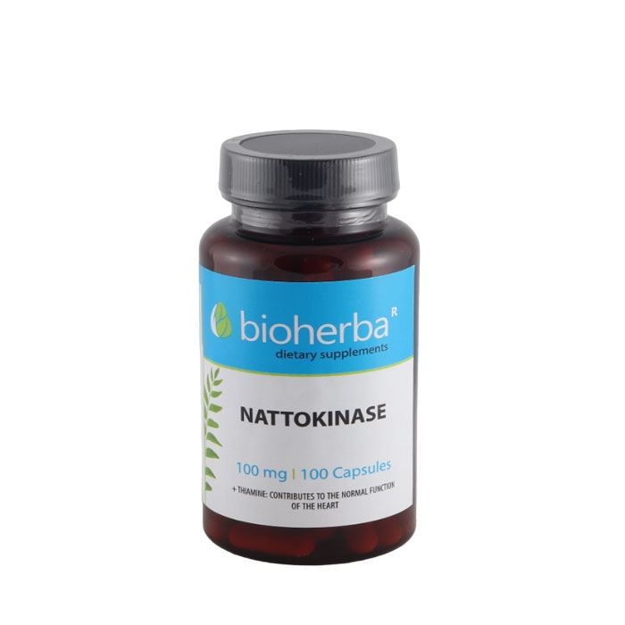 БИОХЕРБА НАТОКИНАЗА И ТИАМИН капсули 100 мг 100 броя / BIOHERBA NATTOKINASE AND THIAMINE