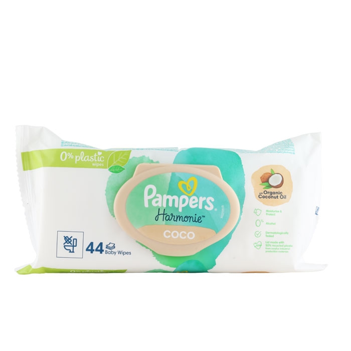 МОКРИ КЪРПИ ПАМПЕРС ХАРМОНИ КОКОС 44 броя / PROCTER &amp; GAMBLE WET WIPES PAMPERS HARMONIE COCO