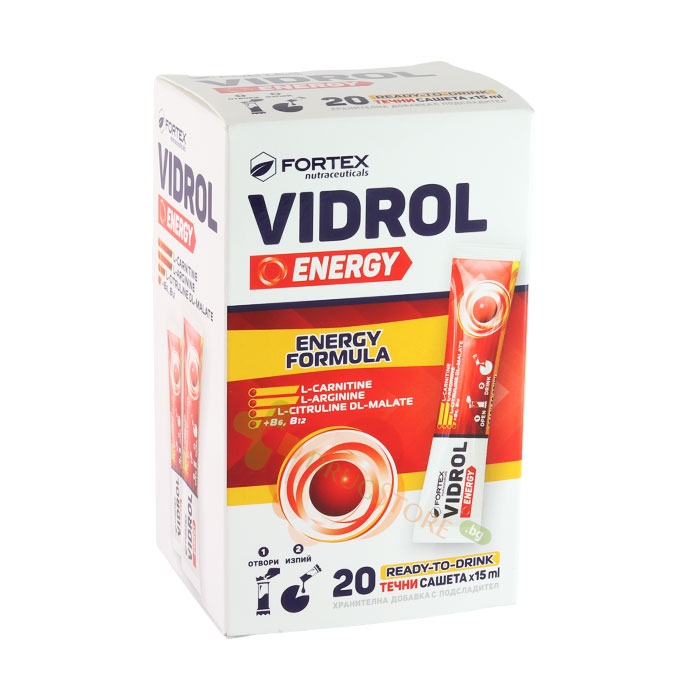 ВИДРОЛ ЕНЕРДЖИ течно саше 20 броя / FORTEX VIDROL ENERGY