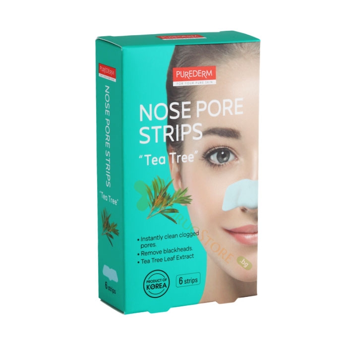 ЛЕПЕНКИ ЗА ПОЧИСТВАНЕ НОС С ЧАЕНО ДЪРВО 6 броя / PUREDERM NOSE PORE STRIPS TEA TREE