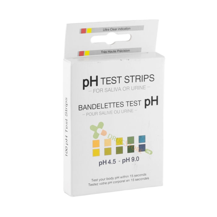 ТЕСТ ЛЕНТИ ЗА PH ЗА УРИНА И СЛЮНКА PH 4.5 - 9.0 100 броя / CHIMTEX pH TEST STRIPS FOR URINE AND SALVIA PH 4.5 - 9.0