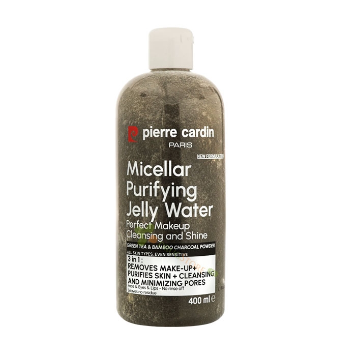 МИЦЕЛАРНА ВОДА ЗА ЛИЦЕ С ВЪГЛЕН НА ПРАХ И ЗЕЛЕН ЧАЙ 400 мл / PIERRE CARDIN MICELLAR PURIFYING JELLY WATER WITH GREEN TEA &amp; BAMBOO CARACOAL