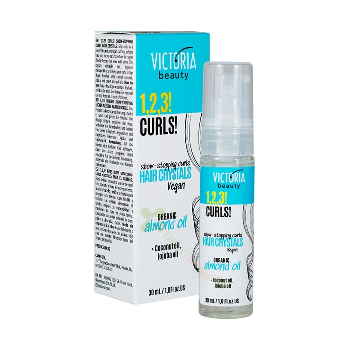 ТЕЧНИ КРИСТАЛИ 1,2,3 CURLS ЗА КЪДРИЦИ С БАДЕМОВО МАСЛО 30 мл / VICTORIA BEAUTY 1,2,3 CURLS HAIR CRYSTALS WITH ALMOND OIL