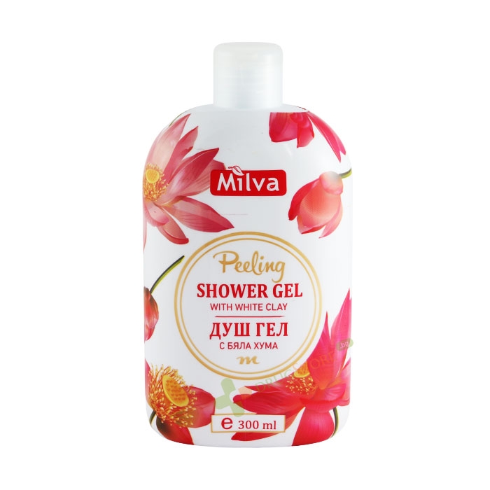 ПИЛИНГ ДУШ ГЕЛ С БЯЛА КАОЛИНОВА ХУМА 300 мл / MILVA PEELING SHOWER GEL WITH WHITE CLAY