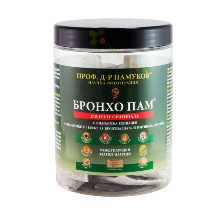 ЧАЙ ФИЛТЪР БРОНХОПАМ + ЕХИНАЦЕЯ / ЗЕЛЕН 30 броя / PAM MEDICA HERBAL TEA BRONCHOPAM + ECHINACEA / GREEN