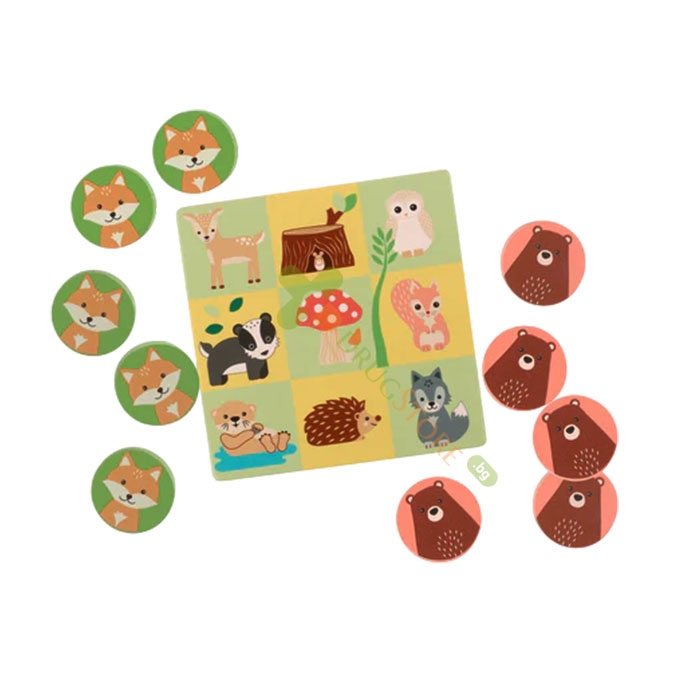 ДЪРВЕН МОРСКИ ШАХ С ЖИВОТНИ / ORANGE TREE TOYS WOODLAND ANIMAL TIC TAC TOE