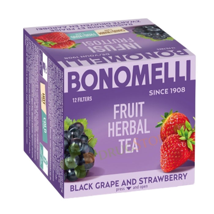 БОНОМЕЛИ ПЛОДОВ ЧАЙ ГРОЗДЕ И ЯГОДА филтър 12 броя / BONOMELLI TEA GRAPE/ STRAWBERRY filter bags