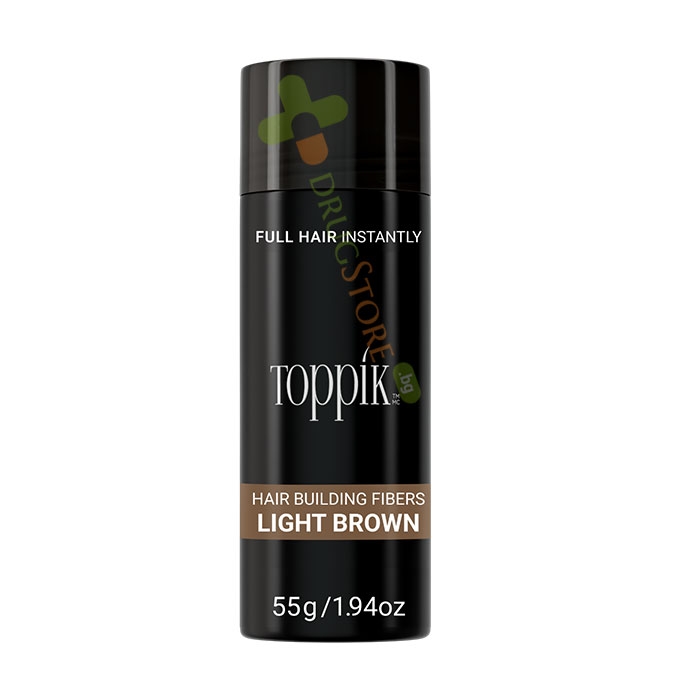 ТОППИК ФИБРИ ЗА КОСА СВЕТЛО КАФЯВО 55 г / TOPPIK HAIR BUILDING LIGHT BROWN