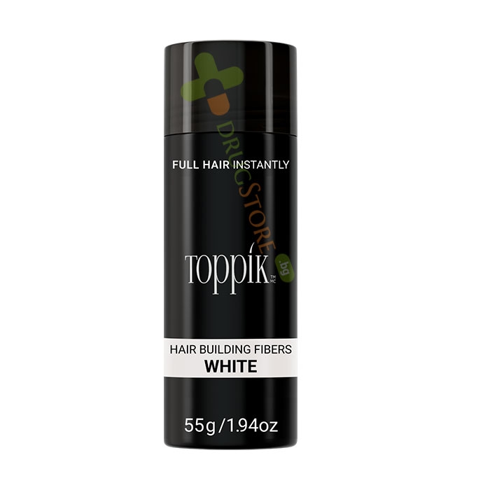 ТОППИК ФИБРИ ЗА КОСА БЯЛО 55 г / TOPPIK HAIR BUILDING FIBERS WHITE