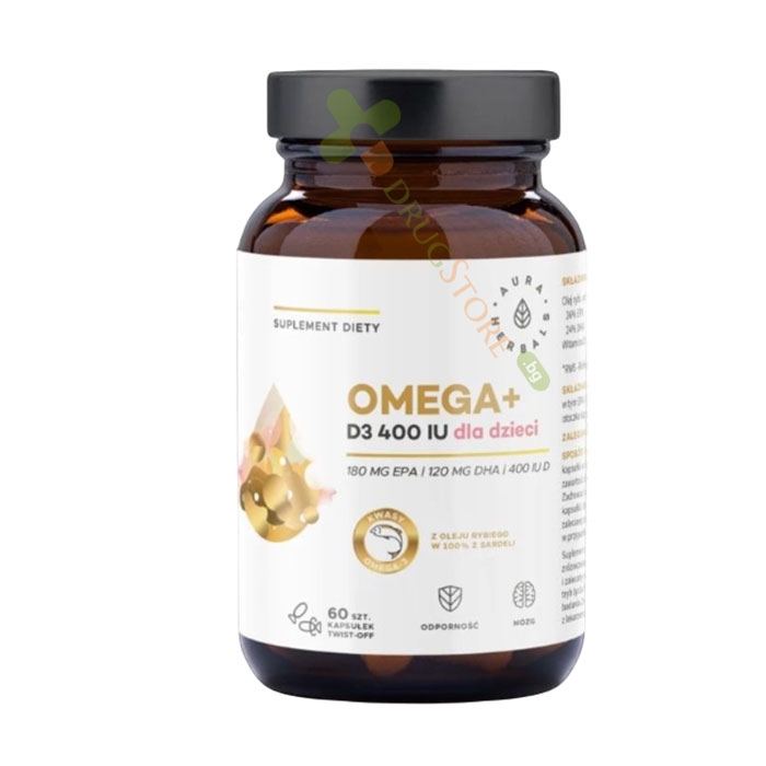 АУРА ХЕРБАЛС ОМЕГА + ВИТАМИН D3 400 IU капсули 60 броя / AURA HERBALS OMEGA+ VITAMIN D3 400 IU