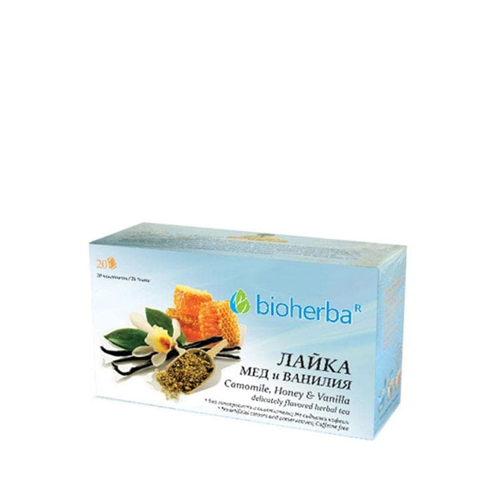 БИОХЕРБА ЧАЙ ЛАЙКА, МЕД И ВАНИЛИЯ филтър 20 броя / BIOHERBA CAMOMILE, HONEY &amp; VANILLA HERBAL INFUSION