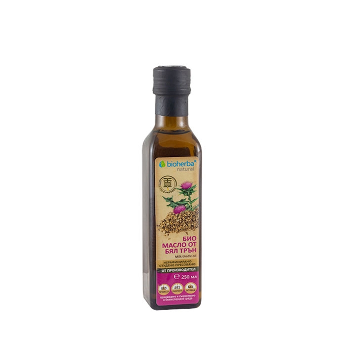 БИОХЕРБА СТУДЕНО ПРЕСОВАНО БИО МАСЛО ОТ БЯЛ ТРЪН 250 мл / BIOHERBA MILK THISTLE OIL