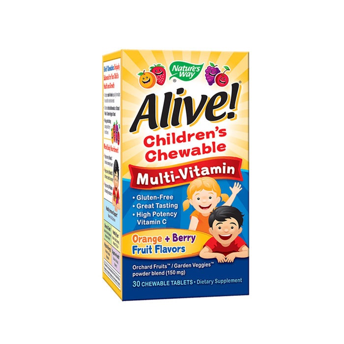 ВИТАМИНИ ЗА ДЕЦА АЛАЙВ дъвчащи таблетки 30 броя / NATURES WAY CHILDREN&#039;S MULTIVITAMIN ALIVE chewable tablets 30