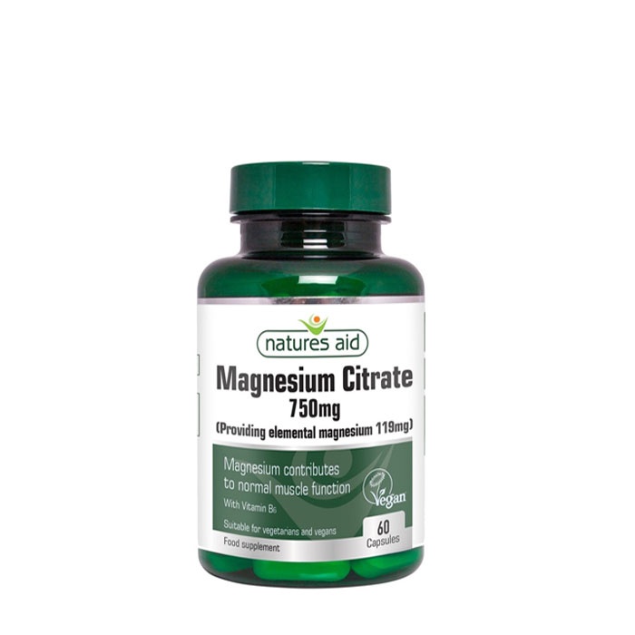 МАГНЕЗИЕВ ЦИТРАТ + ВИТАМИН B6 капсули 60 броя / NATURES AID MAGNESIUM CITRATE + VITAMIN B6