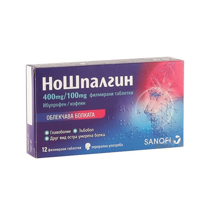 НОШПАЛГИН таблетки 400 мг/100 мг 12 броя / NOSPALGIN film-coated tablets