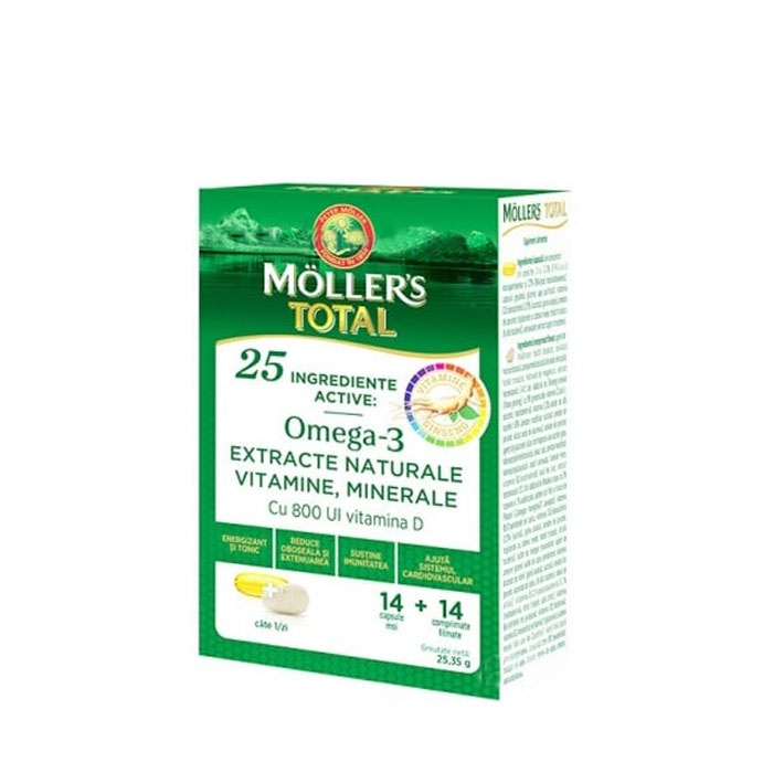 МЬОЛЕРС ОМЕГА 3 ТОТАЛ 14 броя капсули + 14 броя таблетки / MOELLERS OMEGA 3 TOTAL