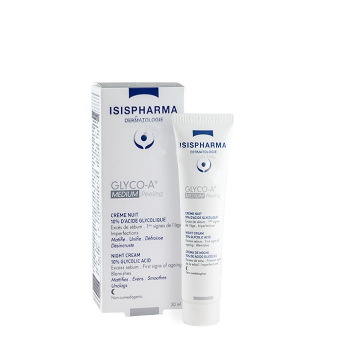 ГЛИКО-А МЕДИУМ ПИЛИНГ НОЩЕН КРЕМ С 10% ГЛИКОЛОВА КИСЕЛИНА 30 мл / ISISPHARMA GLYCO-A MEDIUM PEELING NIGHT CREAM