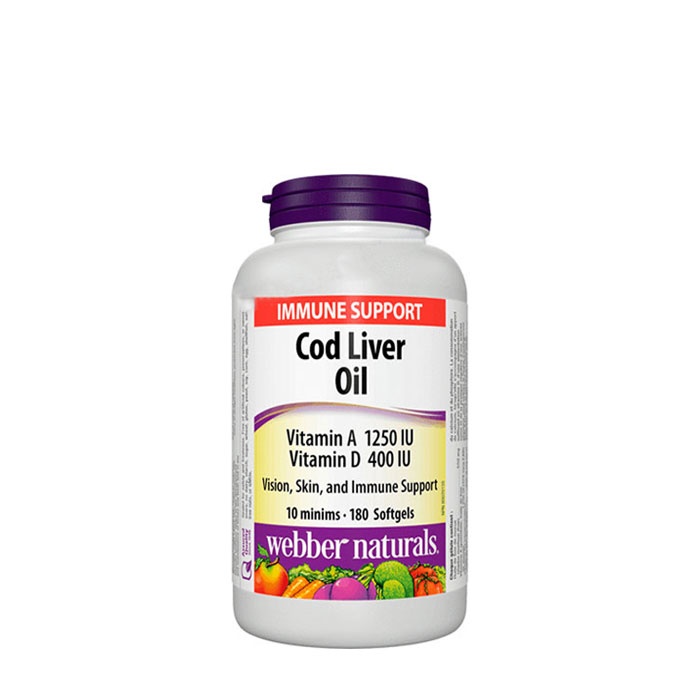 МАСЛО ОТ ЧЕРЕН ДРОБ НА ТРЕСКА капсули 180 броя / WEBBER NATURALS SUPER COD LIVER OIL