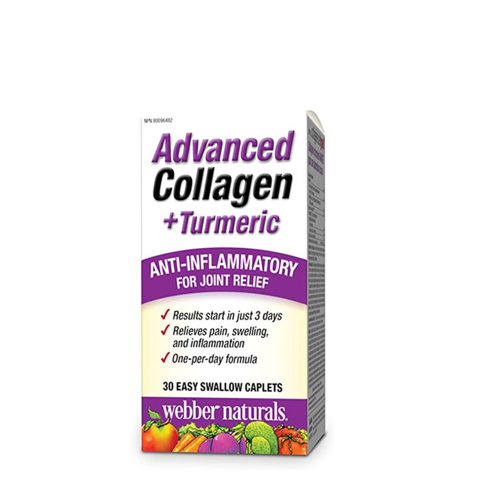НАТУРАЛЕН КОЛАГЕН + КУРКУМА каплети 30 броя / WEBBER NATURALS ADVANCED COLLAGEN + TURMERIC