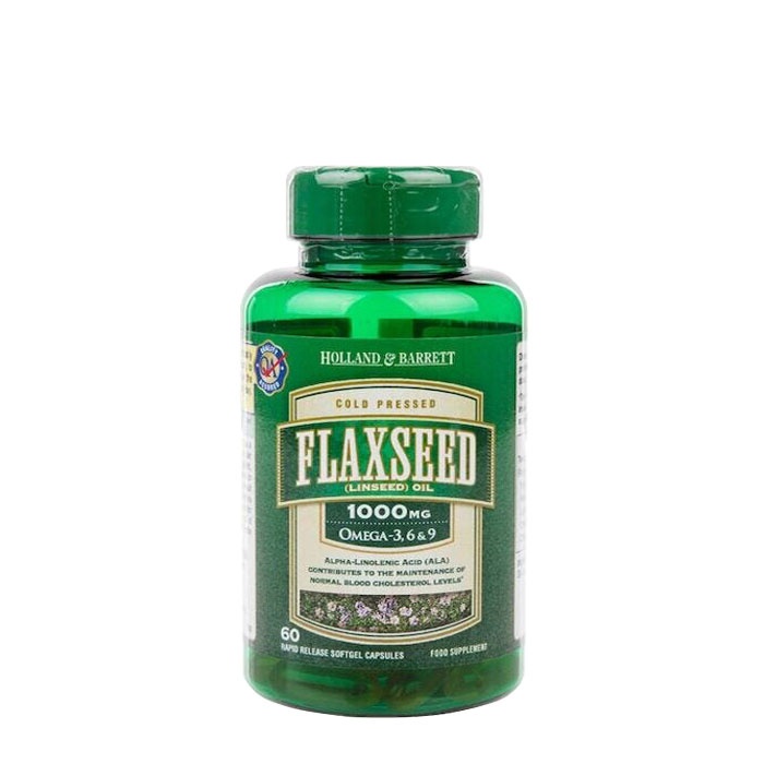 ЛЕНЕНО МАСЛО СТУДЕНО ПРЕСОВАНО капсули 1000 мг. 60 броя / HOLLAND &amp; BARRETT FLAXSEED OIL COLD PRESSED
