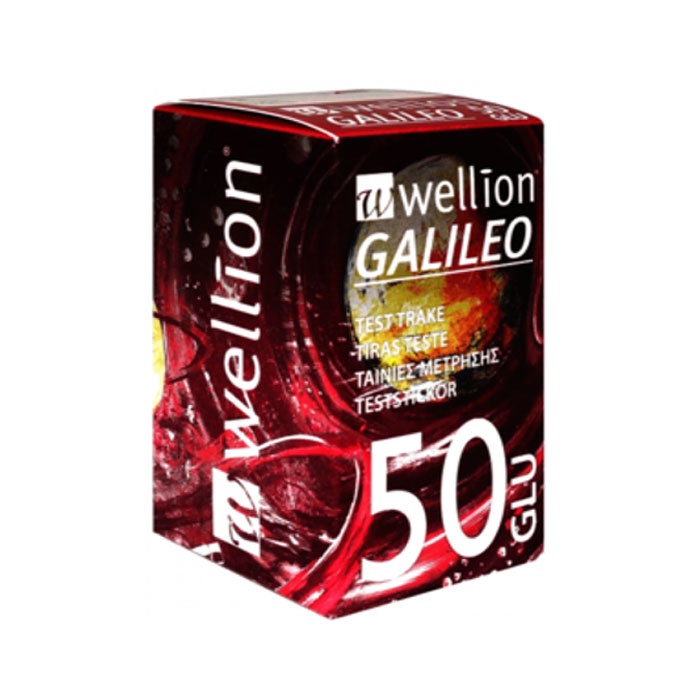 ТЕСТ ЛЕНТИ ЗА ИЗМЕРВАНЕ НА КРЪВНА ЗАХАР 50 броя / WELLION BLOOD GLUCOSE TEST STRIPS GALILEO GLUC