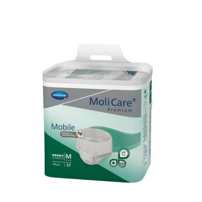 МОЛИКЕЪР ПРЕДПАЗНО БЕЛЬО ЗА ВЪЗРАСТНИ размер M 14 броя / MOLICARE PREMIUM MOBILE ADULT M