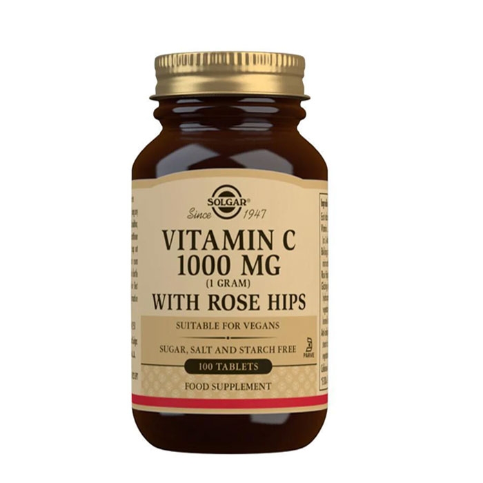 СОЛГАР ВИТАМИН Ц + ШИПКИ таблетки 1000 мг. 100 броя / SOLGAR VITAMIN C WITH ROSE HIPS tablets 1000 mg. 100