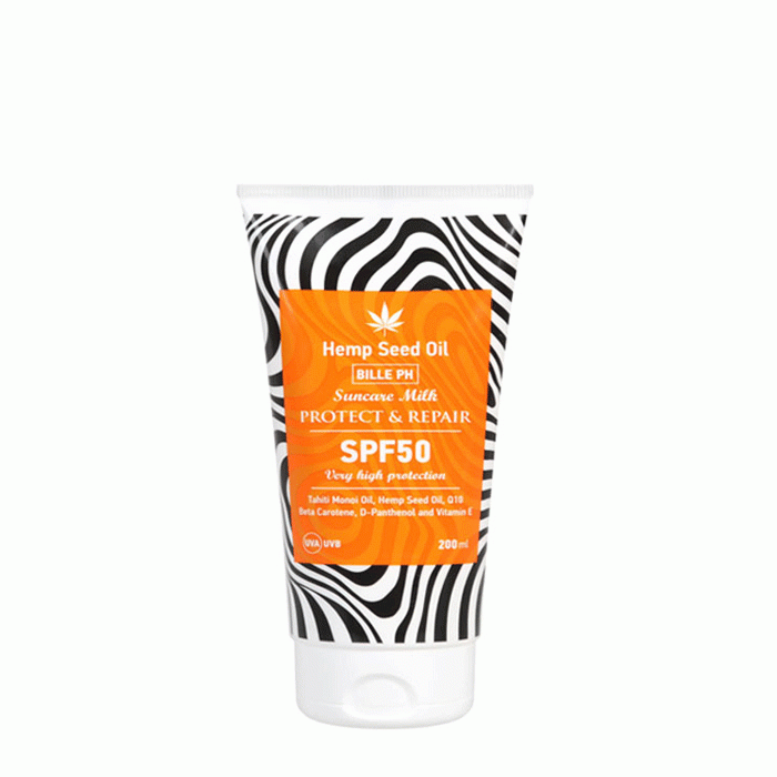 СЛЪНЦЕЗАЩИТНО МЛЯКО С КОНОПЕНО МАСЛО СЪС SPF 50 200 мл / BILLE - PH HAMP SEED OIL PROTECT &amp; REPAIR SUNCARE MILK SPF 50