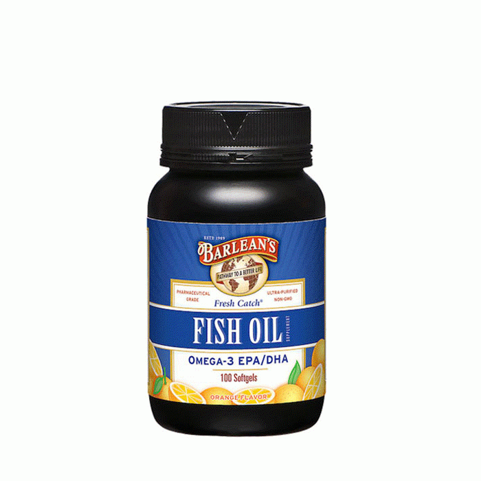 ФРЕШ КЕЧ РИБЕНО МАСЛО софтгел капсули 100 броя / BARLEAN&#039;S ORGANIC FRESH CATCH FISH OIL