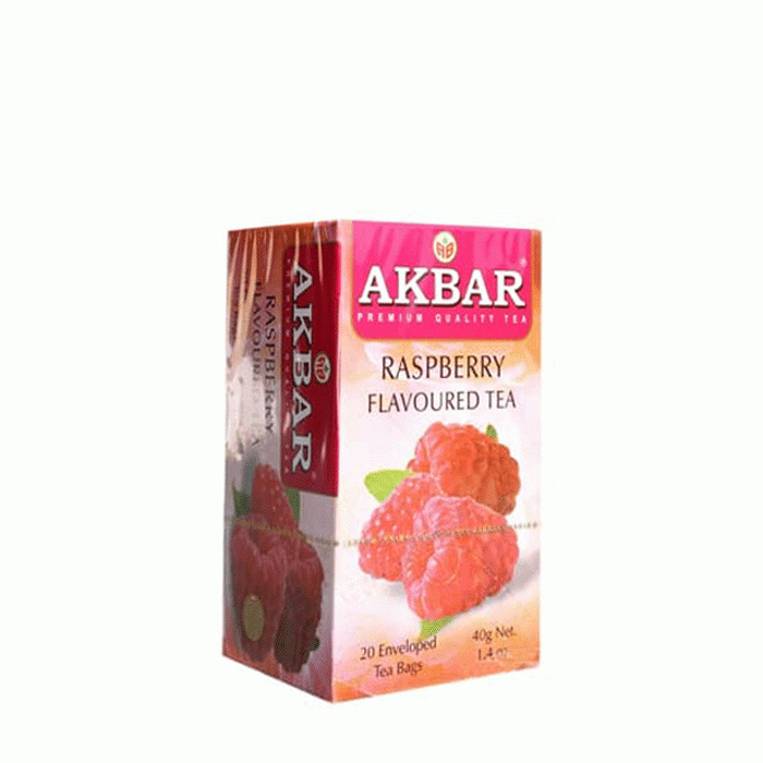 ЧЕРЕН ЧАЙ С АРОМАТ НА МАЛИНА АКБАР филтър 20 броя / AKBAR RASPBERRY FLAVOURED BLACK TEA