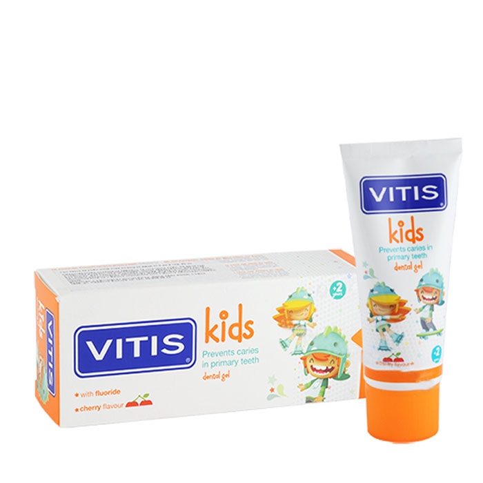ПАСТА ЗА ЗЪБИ ВИТИС КИДС ГЕЛ С ВКУС НА ЧЕРЕША ЗА ДЕЦА 2+ 50 мл. / DENTAID TOOTHPASTE VITIS KIDS GEL