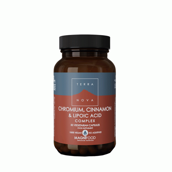 ХРОМ, КАНЕЛА И ЛИПОЕВА КИСЕЛИНА КОМПЛЕКС капсули 50 броя / TERRANOVA CHROMIUM, CINNAMON &amp; LIPOIC ACID COMPLEX