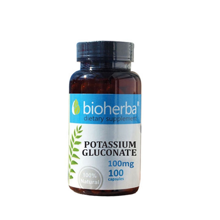 БИОХЕРБА КАЛИЕВ ГЛЮКОНАТ капсули 100 мг. 100 броя / BIOHERBA POTASSIUM GLUCONATE
