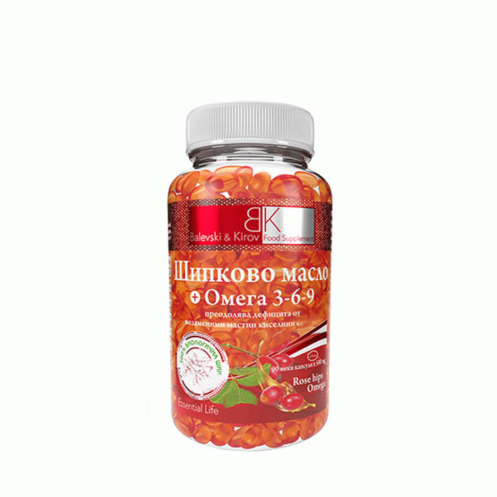 ШИПКОВО МАСЛО И ОМЕГА 3-6-9 БАЛЕВСКИ И КИРОВ капсули 90 броя / BALEVSKI &amp; KIROV ROSE HIPS AND OMEGA 3-6-9
