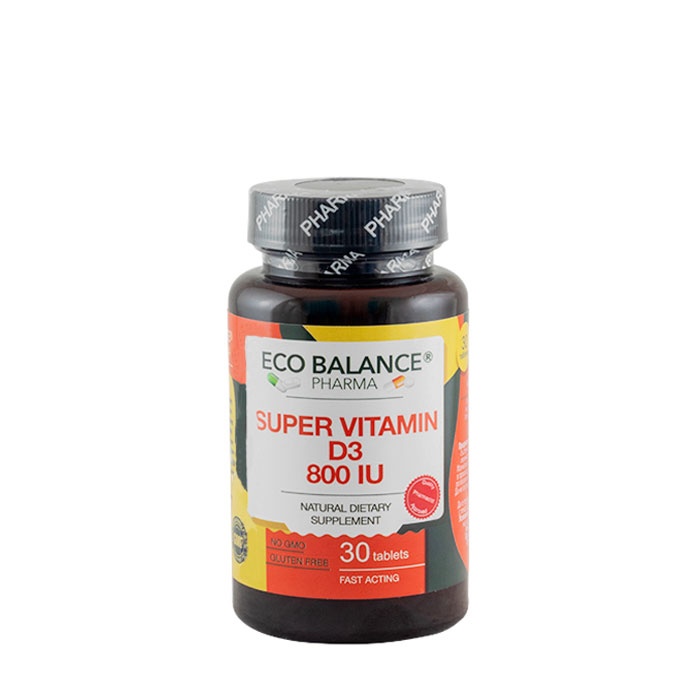СУПЕР ВИТАМИН D3 800 IU ЕКО БАЛАНС таблетки 30 броя / ECO BALANCE SUPER VITAMIN D3 800 IU