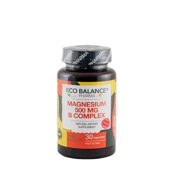 МАГНЕЗИЙ 500 мг. + B КОМПЛЕКС ЕКО БАЛАНС капсули 30 броя / ECO BALANCE MAGNESIUM 500 mg + B COMPLEX