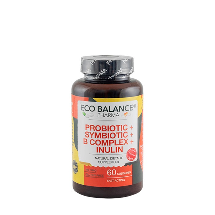 ПРОБИОТИК + СИНБИОТИК + B КОМПЛЕКС + ИНУЛИН ЕКО БАЛАНС капсули 60 броя / ECO BALANCE PHARMA PROBIOTIC + SYNBIOTIC + B COMPLEX + INULIN