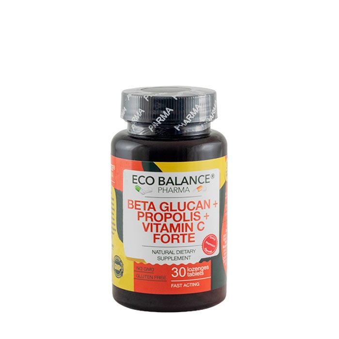 БЕТА ГЛЮКАН + ПРОПОЛИС + ВИТАМИН C ЕКО БАЛАНС таблетки 30 броя / ECO BALANCE PHARMA BETA GLUCAN + PROPOLIS + VITAMIN C FORTE