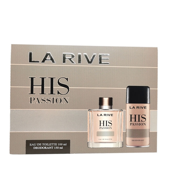 КОМПЛЕКТ ЛА РИВ HIS PASSION ТОАЛЕТНА ВОДА 100 мл. + ДЕЗОДОРАНТ 150 мл. / LA RIVE HIS PASSION MAN SET EAU DE TOILETTE 100 ml + DEODORANT 150 ml
